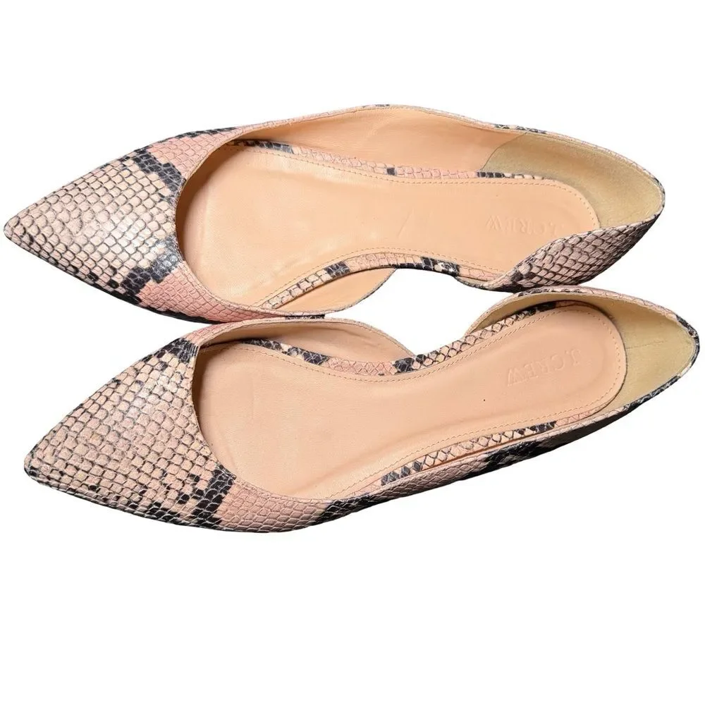 J. Crew Audrey Snake Skin D'Orsay Flats Size 10